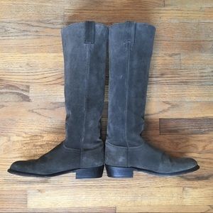 Frye Bari Boots Slouch Fit Grey/Brown Suede Size 7